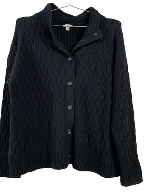 J. Jill Sweater Women’s Black Button Cable Knit Cardigan. Ribbed Hem. Size XL